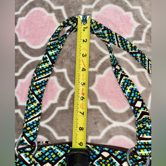 Vera Bradley Blue Black Green Mosaic Geometric Print Quilted Shoulder Bag - Picture 5 of 7
